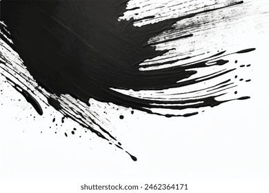 Black Brush strokes isolated on white background. Brush strokes grunge background. Vector brush stroke texture. Black ink, paint splatter.