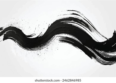 Black Brush strokes isolated on white background. Brush strokes grunge background. Vector brush stroke texture. Black ink, paint splatter.