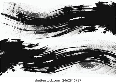 Trazos de pincel negro aislados sobre fondo blanco. Pinceladas grunge fondo. Vector pincel trazo textura. Tinta negra, salpicaduras de pintura.