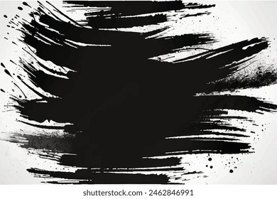 Black Brush strokes isolated on white background. Brush strokes grunge background. Vector brush stroke texture. Black ink, paint splatter.