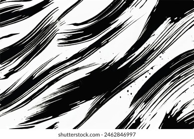 Black Brush strokes isolated on white background. Brush strokes grunge background. Vector brush stroke texture. Black ink, paint splatter.