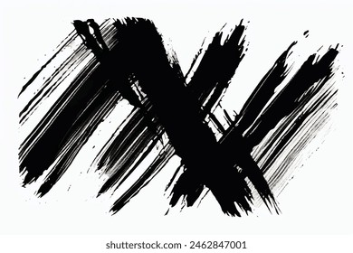 Black Brush strokes isolated on white background. Brush strokes grunge background. Vector brush stroke texture. Black ink, paint splatter.