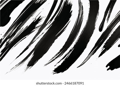 Black Brush strokes isolated on white background. Brush strokes grunge background. Vector brush stroke texture. Black ink, paint splatter.