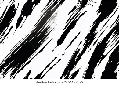 Black Brush strokes isolated on white background. Brush strokes grunge background. Vector brush stroke texture. Black ink, paint splatter.