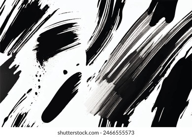 Black Brush strokes isolated on white background. Brush strokes grunge background. Vector brush stroke texture. Black ink, paint splatter.