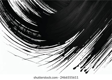 Black Brush strokes isolated on white background. Brush strokes grunge background. Vector brush stroke texture. Black ink, paint splatter.