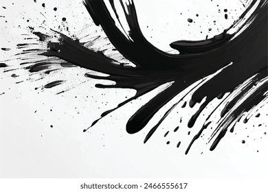 Black Brush strokes isolated on white background. Brush strokes grunge background. Vector brush stroke texture. Black ink, paint splatter.