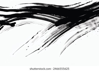 Black Brush strokes isolated on white background. Brush strokes grunge background. Vector brush stroke texture. Black ink, paint splatter.