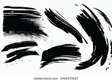 Black Brush strokes isolated on white background. Brush strokes grunge background. Vector brush stroke texture. Black ink, paint splatter.