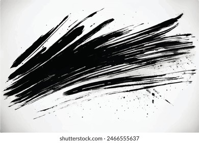 Black Brush strokes isolated on white background. Brush strokes grunge background. Vector brush stroke texture. Black ink, paint splatter.