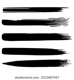 Black Brush strokes isolated on white background. Brush strokes grunge background. Vector brush stroke texture. Black ink, paint splatter.