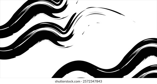 Black Brush strokes isolated on white background. Brush strokes grunge background. Vector brush stroke texture.