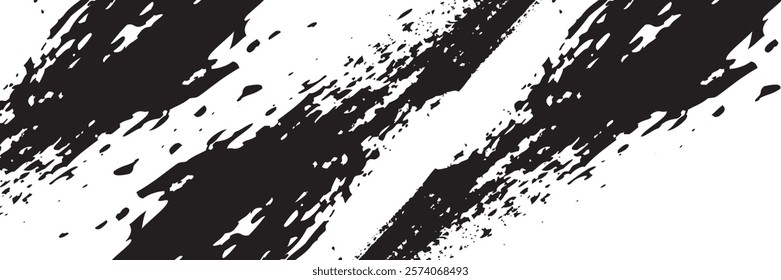 Black Brush strokes isolated on white background. Brush strokes grunge background. Vector brush stroke texture. Black ink, paint splatter.