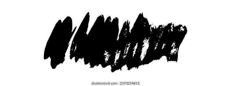 Black Brush strokes isolated on white background. Dry Brush Strokes and Scratches Retro Grunge Background. Vector brush stroke texture. Black ink, paint splatter.