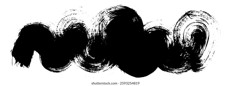 Black Brush strokes isolated on white background. Dry Brush Strokes and Scratches Retro Grunge Background. Vector brush stroke texture. Black ink, paint splatter.