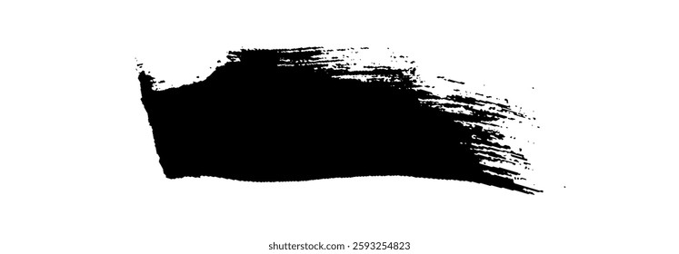 Black Brush strokes isolated on white background. Dry Brush Strokes and Scratches Retro Grunge Background. Vector brush stroke texture. Black ink, paint splatter.