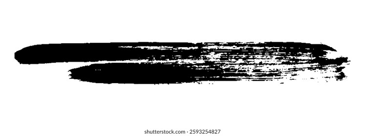 Black Brush strokes isolated on white background. Dry Brush Strokes and Scratches Retro Grunge Background. Vector brush stroke texture. Black ink, paint splatter.