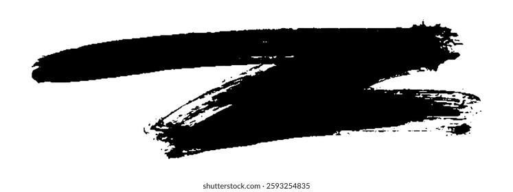 Black Brush strokes isolated on white background. Dry Brush Strokes and Scratches Retro Grunge Background. Vector brush stroke texture. Black ink, paint splatter.