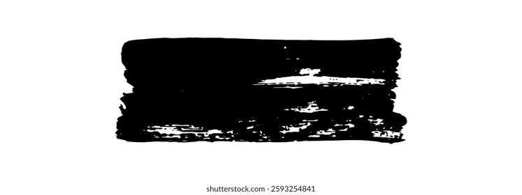 Black Brush strokes isolated on white background. Dry Brush Strokes and Scratches Retro Grunge Background. Vector brush stroke texture. Black ink, paint splatter.