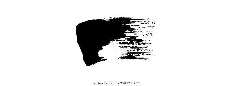 Black Brush strokes isolated on white background. Dry Brush Strokes and Scratches Retro Grunge Background. Vector brush stroke texture. Black ink, paint splatter.