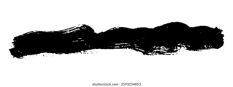 Black Brush strokes isolated on white background. Dry Brush Strokes and Scratches Retro Grunge Background. Vector brush stroke texture. Black ink, paint splatter.