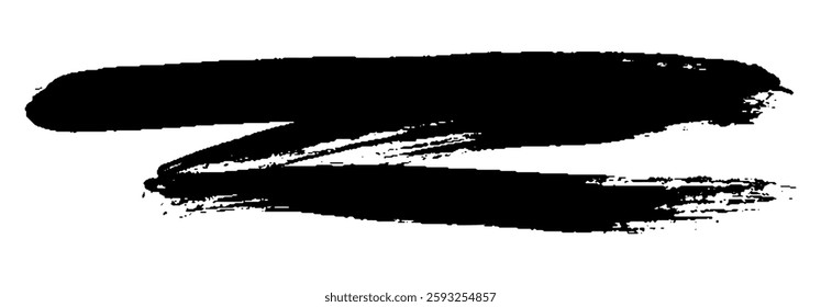 Black Brush strokes isolated on white background. Dry Brush Strokes and Scratches Retro Grunge Background. Vector brush stroke texture. Black ink, paint splatter.