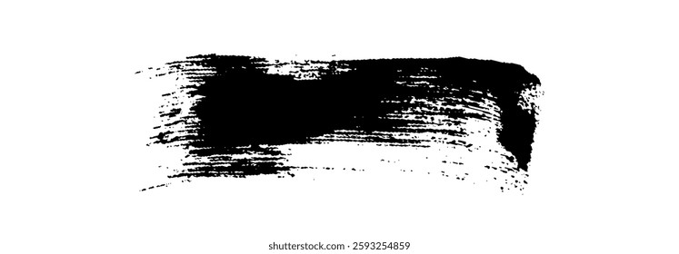 Black Brush strokes isolated on white background. Dry Brush Strokes and Scratches Retro Grunge Background. Vector brush stroke texture. Black ink, paint splatter.