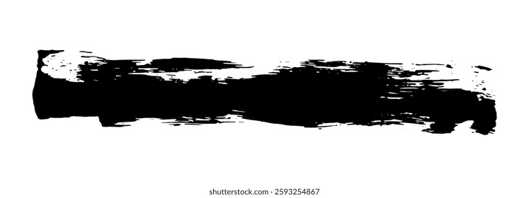 Black Brush strokes isolated on white background. Dry Brush Strokes and Scratches Retro Grunge Background. Vector brush stroke texture. Black ink, paint splatter.