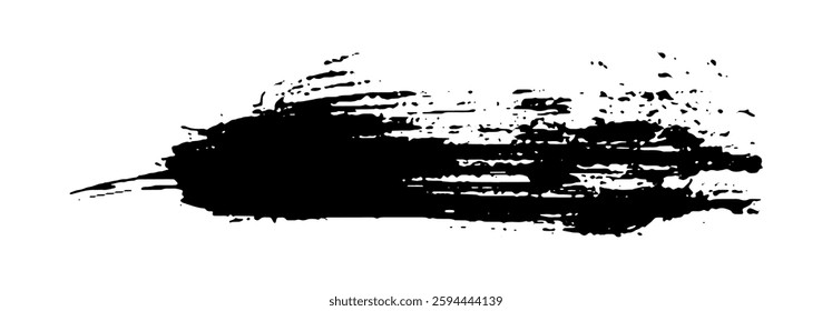 Black Brush strokes isolated on white background. Dry Brush Strokes and Scratches Retro Grunge Background. Vector brush stroke texture. Black ink, paint splatter.