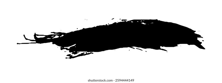 Black Brush strokes isolated on white background. Dry Brush Strokes and Scratches Retro Grunge Background. Vector brush stroke texture. Black ink, paint splatter.