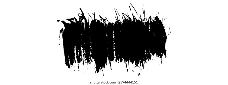 Black Brush strokes isolated on white background. Dry Brush Strokes and Scratches Retro Grunge Background. Vector brush stroke texture. Black ink, paint splatter.