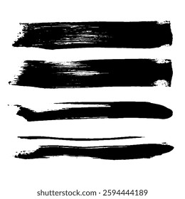 Black Brush strokes isolated on white background. Dry Brush Strokes and Scratches Retro Grunge Background. Vector brush stroke texture. Black ink, paint splatter.