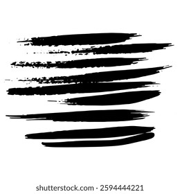 Black Brush strokes isolated on white background. Dry Brush Strokes and Scratches Retro Grunge Background. Vector brush stroke texture. Black ink, paint splatter.