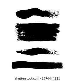 Black Brush strokes isolated on white background. Dry Brush Strokes and Scratches Retro Grunge Background. Vector brush stroke texture. Black ink, paint splatter.