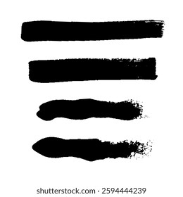 Black Brush strokes isolated on white background. Dry Brush Strokes and Scratches Retro Grunge Background. Vector brush stroke texture. Black ink, paint splatter.