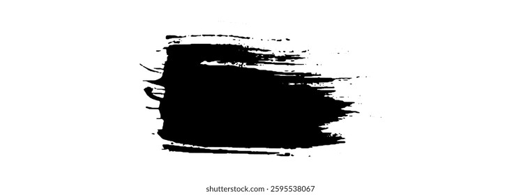 Black Brush strokes isolated on white background. Dry Brush Strokes and Scratches Retro Grunge Background. Vector brush stroke texture. Black ink, paint splatter.