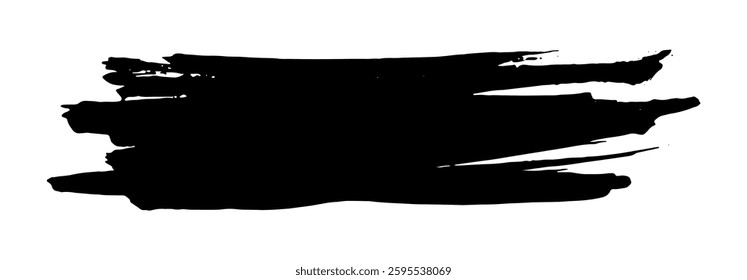 Black Brush strokes isolated on white background. Dry Brush Strokes and Scratches Retro Grunge Background. Vector brush stroke texture. Black ink, paint splatter.