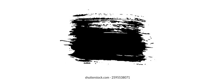 Black Brush strokes isolated on white background. Dry Brush Strokes and Scratches Retro Grunge Background. Vector brush stroke texture. Black ink, paint splatter.