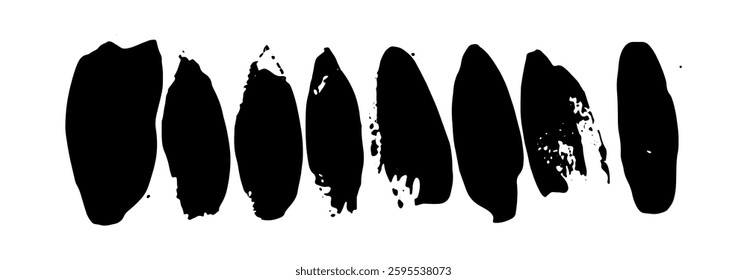 Black Brush strokes isolated on white background. Dry Brush Strokes and Scratches Retro Grunge Background. Vector brush stroke texture. Black ink, paint splatter.