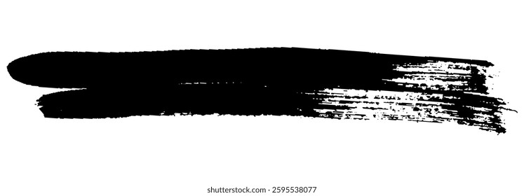 Black Brush strokes isolated on white background. Dry Brush Strokes and Scratches Retro Grunge Background. Vector brush stroke texture. Black ink, paint splatter.