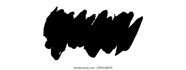 Black Brush strokes isolated on white background. Dry Brush Strokes and Scratches Retro Grunge Background. Vector brush stroke texture. Black ink, paint splatter.