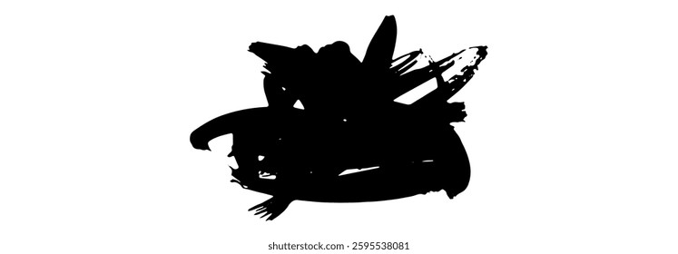 Black Brush strokes isolated on white background. Dry Brush Strokes and Scratches Retro Grunge Background. Vector brush stroke texture. Black ink, paint splatter.