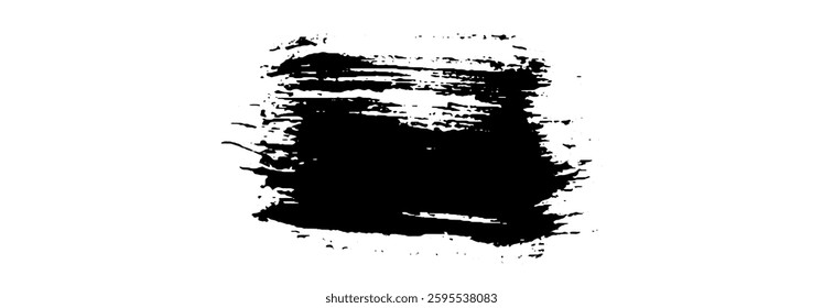 Black Brush strokes isolated on white background. Dry Brush Strokes and Scratches Retro Grunge Background. Vector brush stroke texture. Black ink, paint splatter.