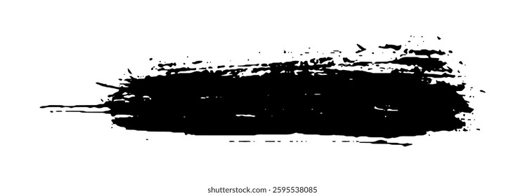 Black Brush strokes isolated on white background. Dry Brush Strokes and Scratches Retro Grunge Background. Vector brush stroke texture. Black ink, paint splatter.