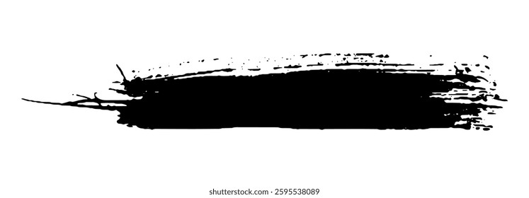 Black Brush strokes isolated on white background. Dry Brush Strokes and Scratches Retro Grunge Background. Vector brush stroke texture. Black ink, paint splatter.