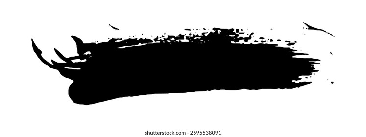 Black Brush strokes isolated on white background. Dry Brush Strokes and Scratches Retro Grunge Background. Vector brush stroke texture. Black ink, paint splatter.