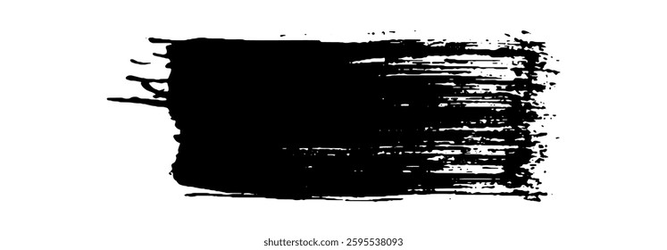 Black Brush strokes isolated on white background. Dry Brush Strokes and Scratches Retro Grunge Background. Vector brush stroke texture. Black ink, paint splatter.