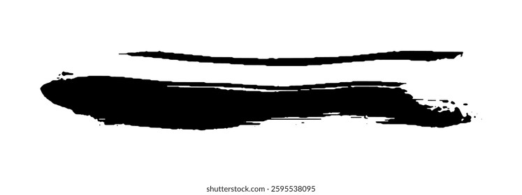 Black Brush strokes isolated on white background. Dry Brush Strokes and Scratches Retro Grunge Background. Vector brush stroke texture. Black ink, paint splatter.