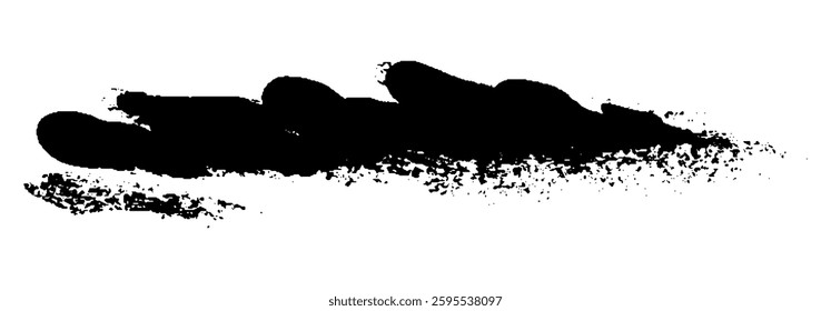 Black Brush strokes isolated on white background. Dry Brush Strokes and Scratches Retro Grunge Background. Vector brush stroke texture. Black ink, paint splatter.