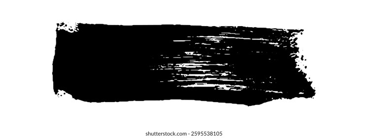 Black Brush strokes isolated on white background. Dry Brush Strokes and Scratches Retro Grunge Background. Vector brush stroke texture. Black ink, paint splatter.